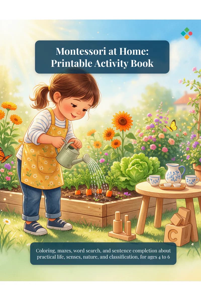 Cover of Montessori at Home: Printable Activity Book