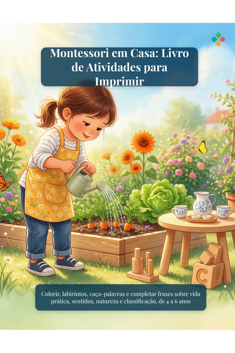 Capa do livro Kit Montessori em Casa: Cartões, Jogos de Classificação e Atividades Sensoriais para Imprimir (2 a 6 anos)